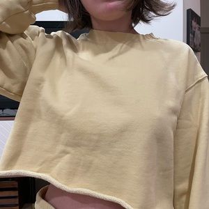 Aritzia Tna Cozy Fleece Perfect Cropped Sweatshirt